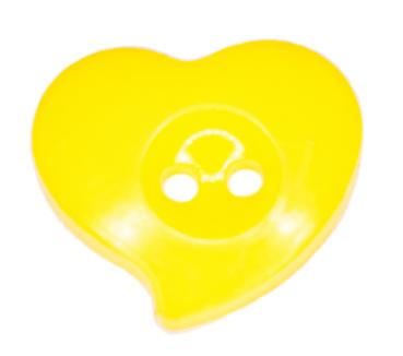 Kids button as heart made of plastic in light yellow 13 mm 0,51 inch